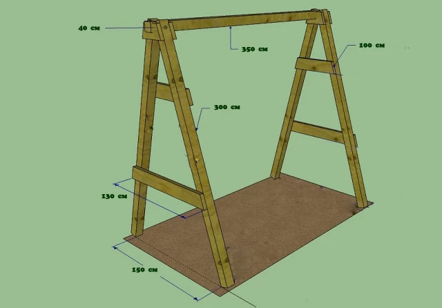 Проект деревянной качели с размерами