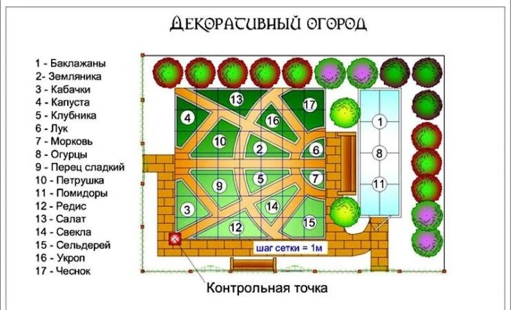 Размер грядок на огороде схема