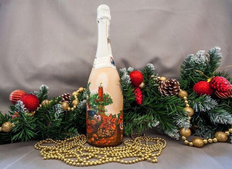 Мастер-классы украшения бутылки шампанского на Новый год 2019